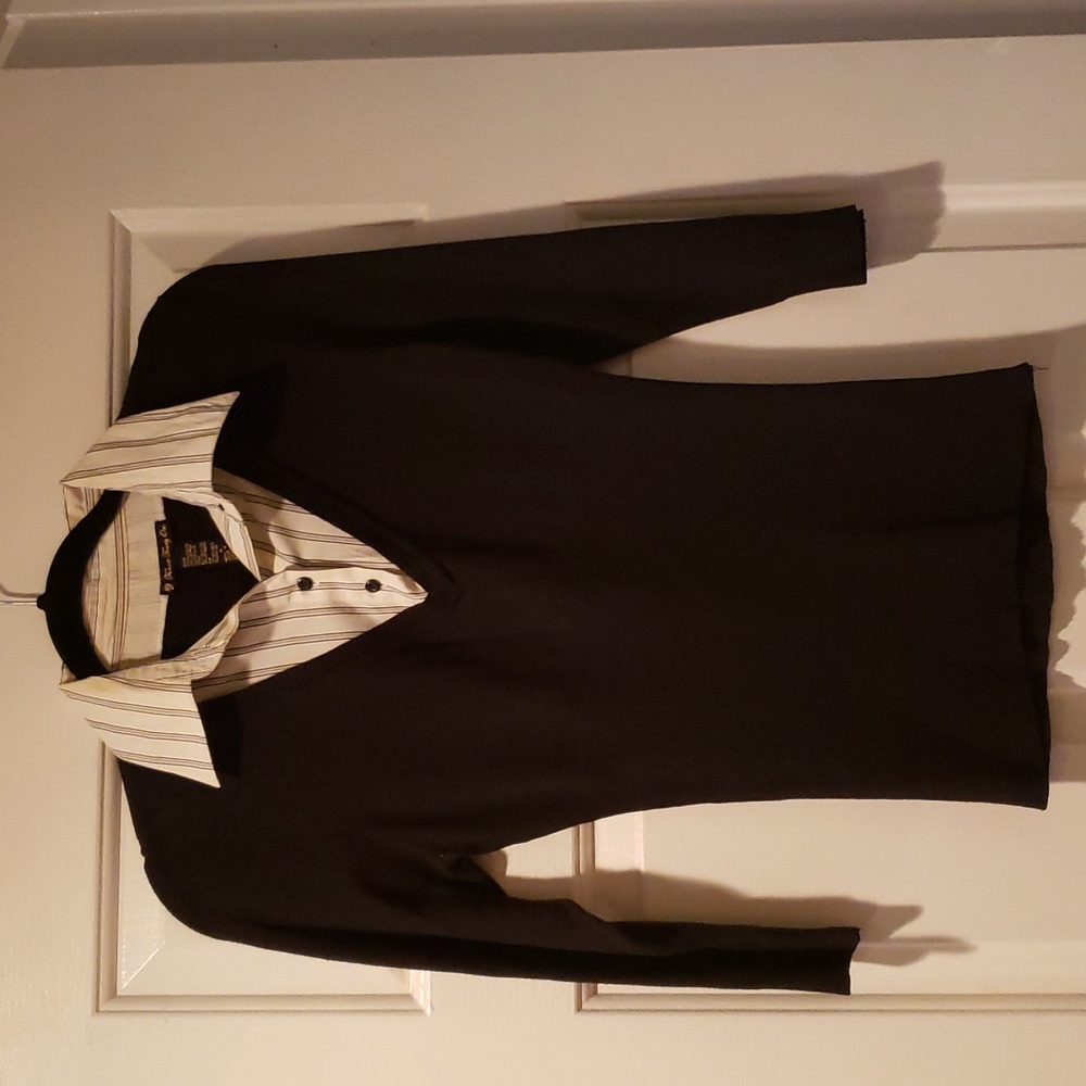 Black sweater with faux collar